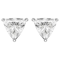 Roman Malakov Gia Certified 2.34 Carats Total Trillion Cut Diamond Stud Earrings