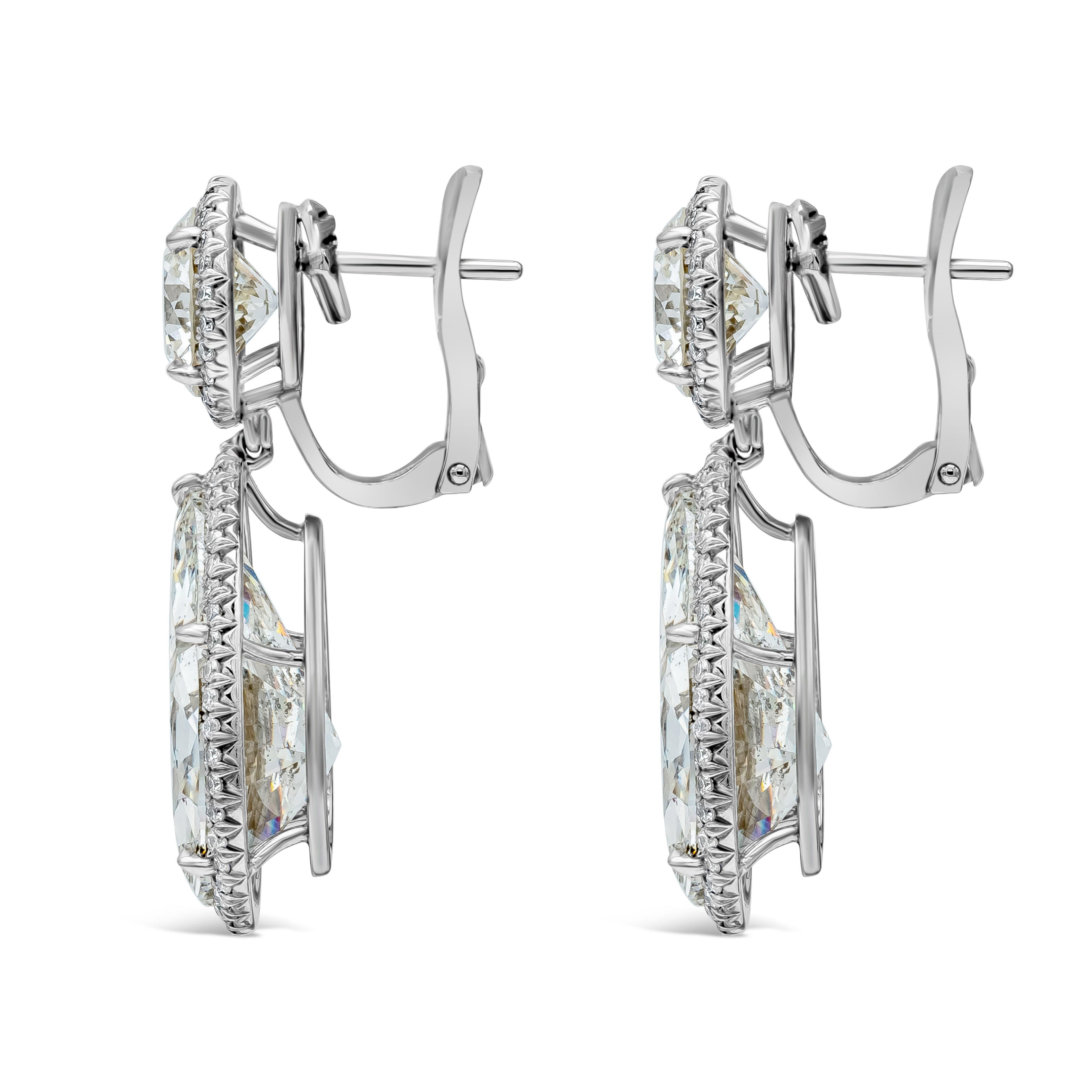 Contemporary Roman Malakov GIA Certified 24.32 Carat Total Pear Shape Diamond Dangle Earrings For Sale