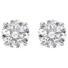 Roman Malakov, GIA Certified 2.49 Carat Total Round Diamond Stud Earrings