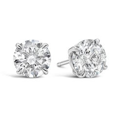 Roman Malakov, GIA Certified 2.49 Carat Total Round Diamond Stud Earrings