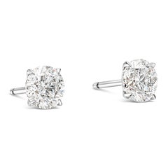 Roman Malakov GIA Certified 2.50 Carats Total Round Cut Diamond Stud Earrings