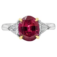 Roman Malakov, GIA Certified 2.85 Carat Ruby Diamond Three-Stone Ring