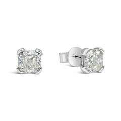 Roman Malakov GIA Certified 3.02 Carat Total Cushion Cut Diamond Stud Earrings