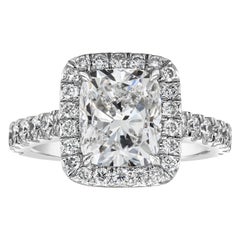 Roman Malakov GIA Certified 3.02 Carats Cushion Cut Diamond Halo Engagement Ring