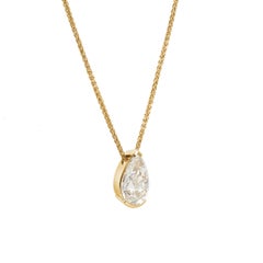 Roman Malakov GIA Certified 3.05 Carats Pear Shape Diamond Solitaire Necklace