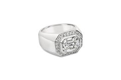 Roman Malakov GIA Certified 3.14 Carats Emerald Cut Diamond Men's Ring