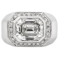 Roman Malakov Anillo de hombre con diamante talla esmeralda total certificado por el GIA de 3,14 quilates