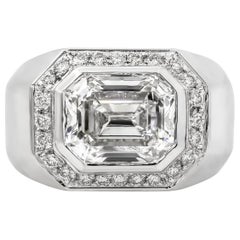 Used Roman Malakov GIA Certified 3.14 Carats Total Emerald Cut Diamond Men's Ring