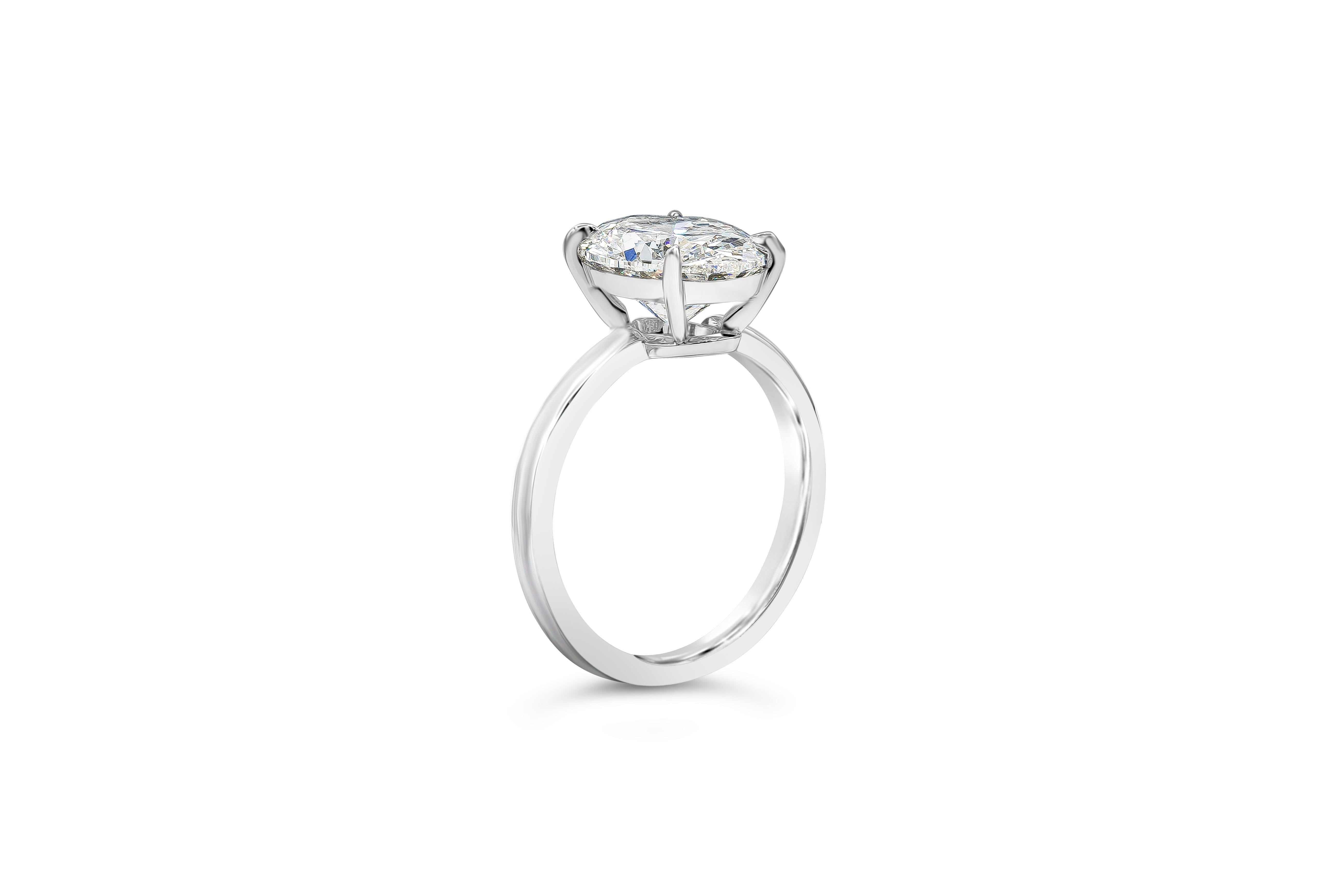 GIA-zertifizierter Verlobungsring mit 3,50 Karat Diamant im Ovalschliff Solitär im Zustand „Neu“ im Angebot in New York, NY