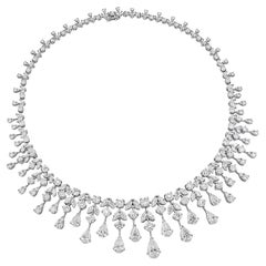 Roman Malakov GIA Certified 37.20 Pear Shape Diamond Chandelier Drop Necklace