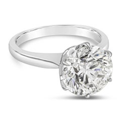 Anillo de compromiso solitario con diamante de talla brillante redondo certificado por GIA de 4.01 quilates
