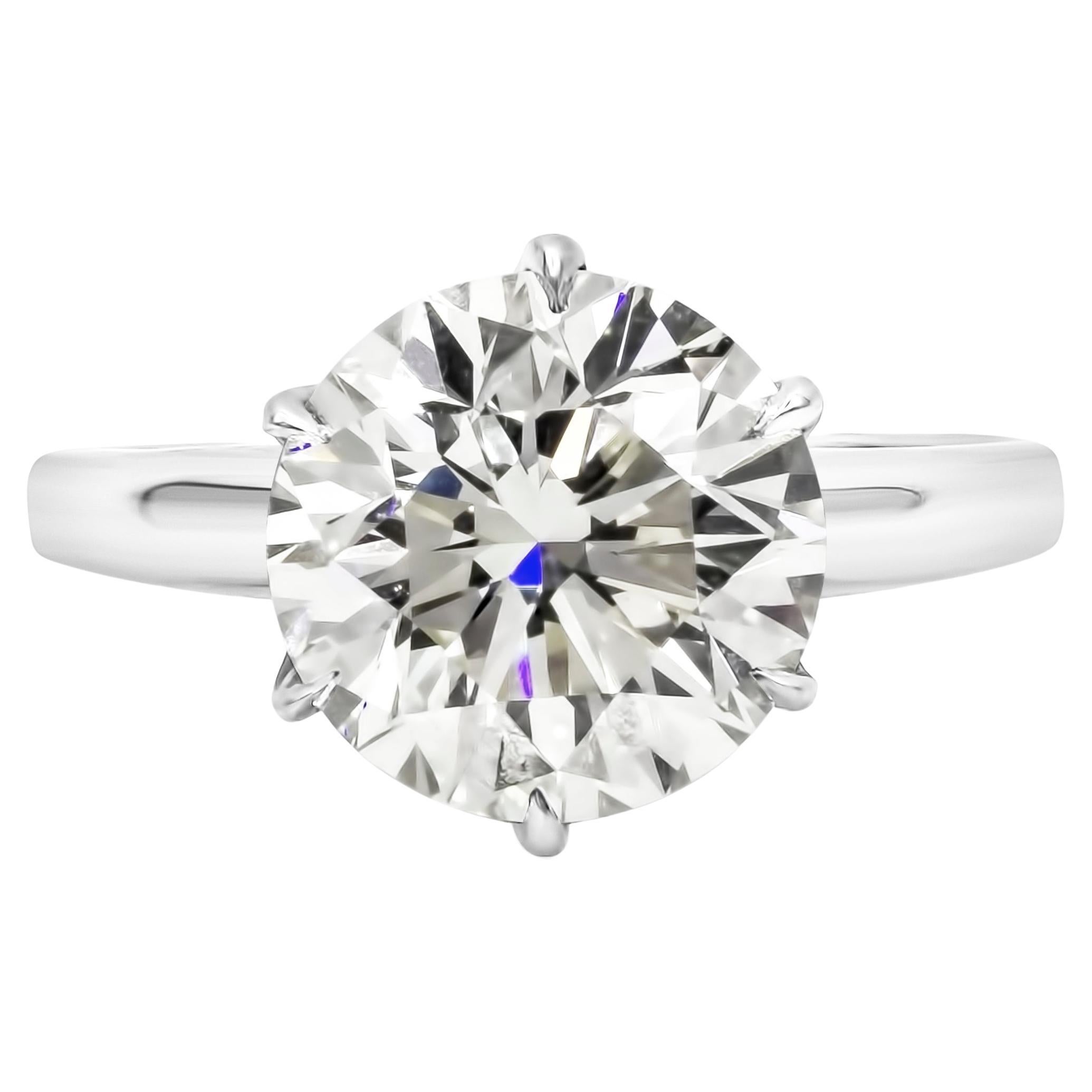 GIA Certified 4.01 Carats Round Brilliant Cut Diamond Solitaire Engagement Ring