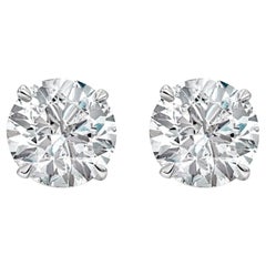 GIA Certified 4.02 Carats Total Brilliant Round Cut Diamond Stud Earrings