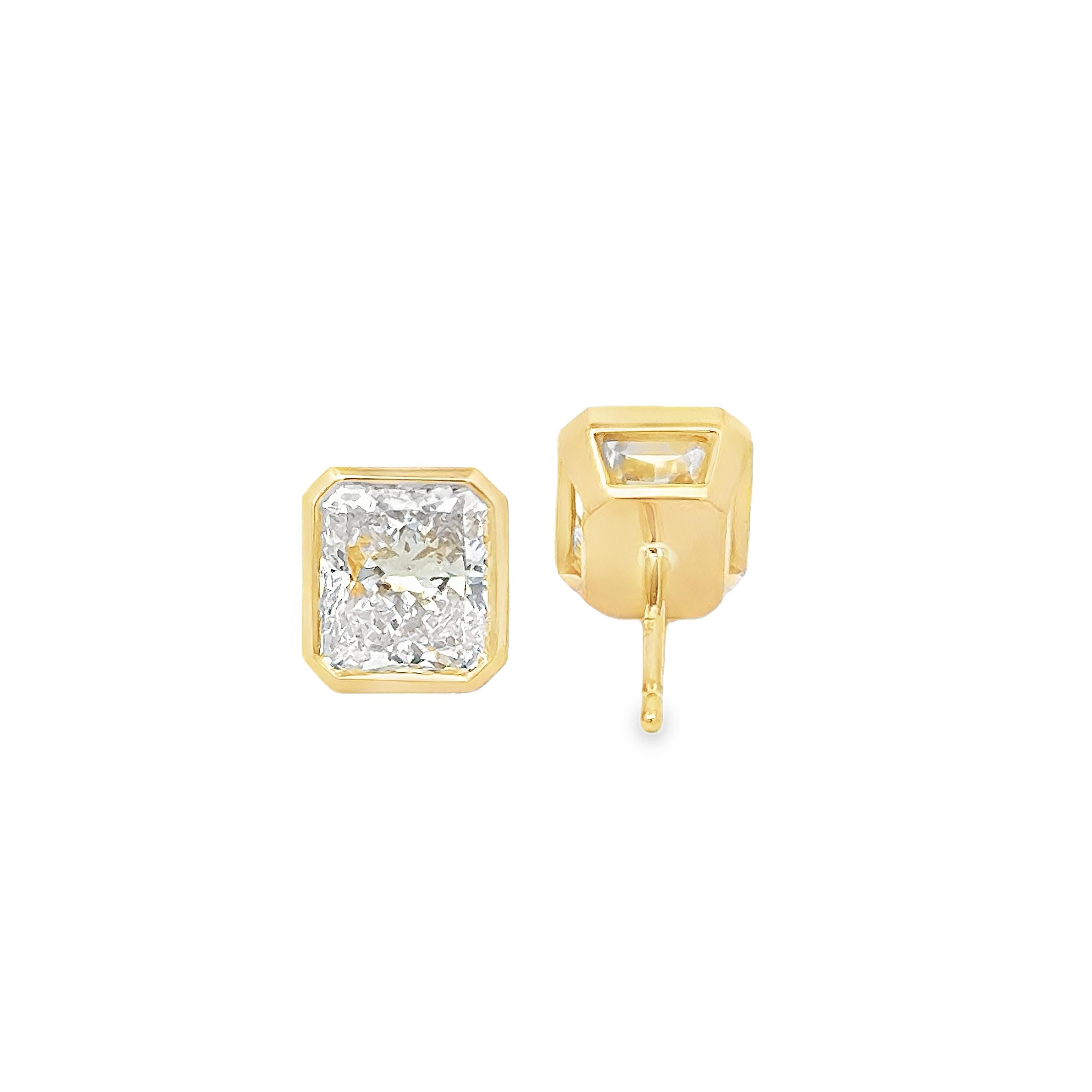 Roman Malakov Pendientes de diamantes de talla radiante de 4,04 quilates certificados por el GIA Contemporáneo en venta