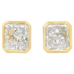Roman Malakov GIA Certified 4.04 Carats Radiant Cut Diamond Stud Earrings