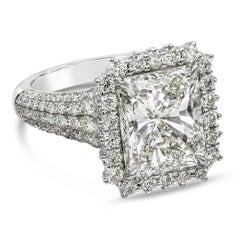 Roman Malakov Verlobungsring mit GIA-zertifiziertem 5,01 Karat Diamant-Halo im Strahlenschliff