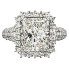 Roman Malakov Bague de fiançailles avec halo de diamants taille radiant de 5,01 carats certifiés GIA
