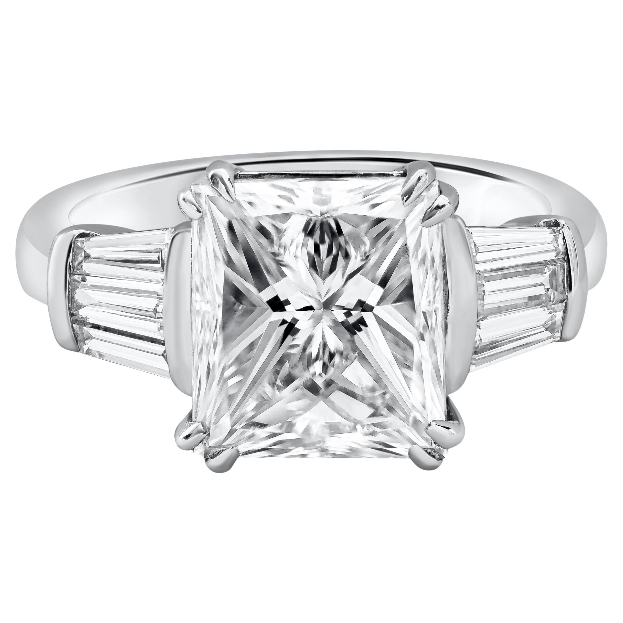 Roman Malakov GIA Certified 5.03 Carat Princess Cut Diamond Engagement Ring For Sale