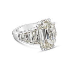 GIA Certified 5.60 Carats Elongated Cushion Cut Diamond Platinum Engagement Ring