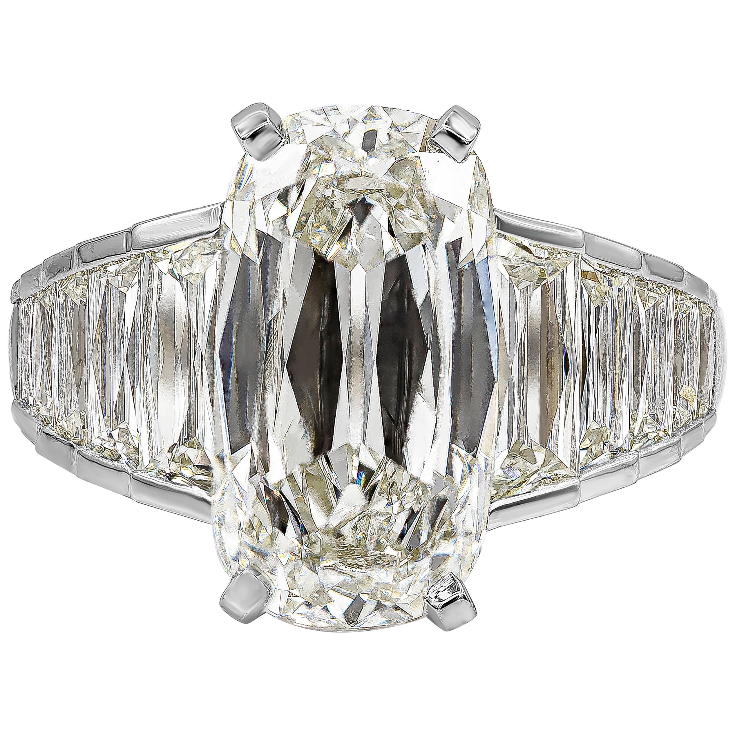 Bague de fiançailles en diamant taille coussin allongée de 5,60 carats certifiée par le GIA, de Roman Malakov