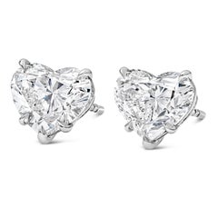 Roman Malakov GIA Certified 6.03 Carats Total Heart Shape Diamond Stud Earrings