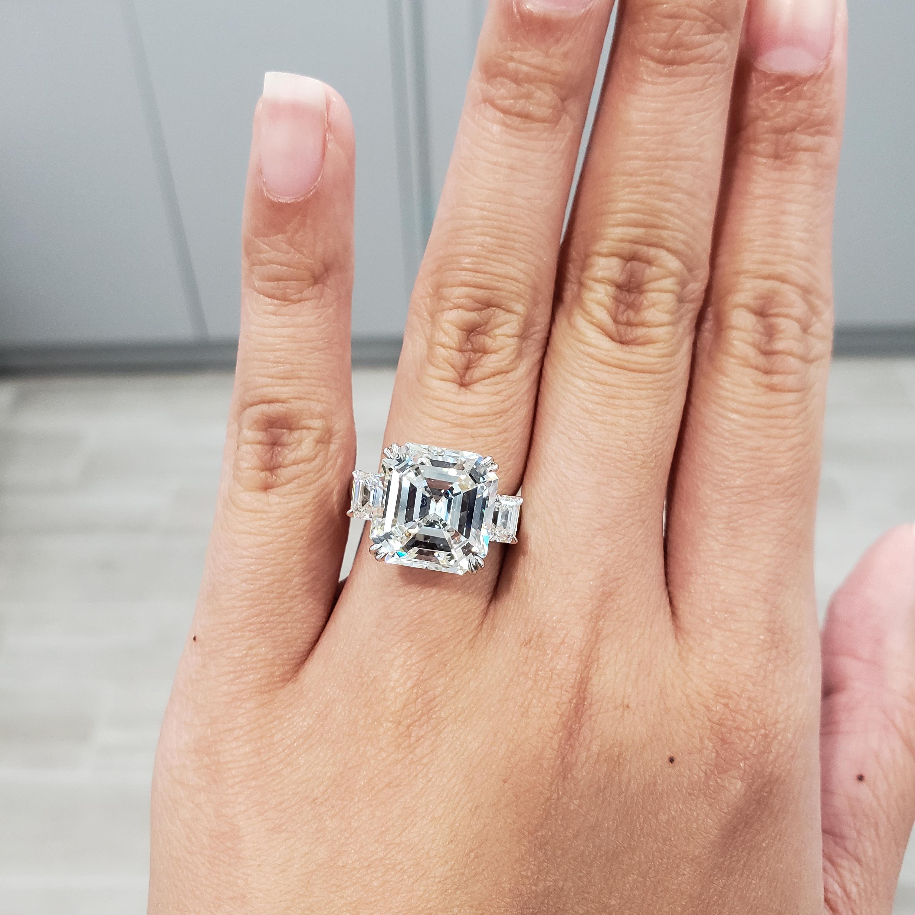 three stone princess cut engagement ring