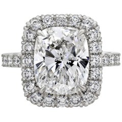 Roman Malakov Bague de fiançailles avec halo de diamants taille coussin de 5.01 carat certifiés GIA