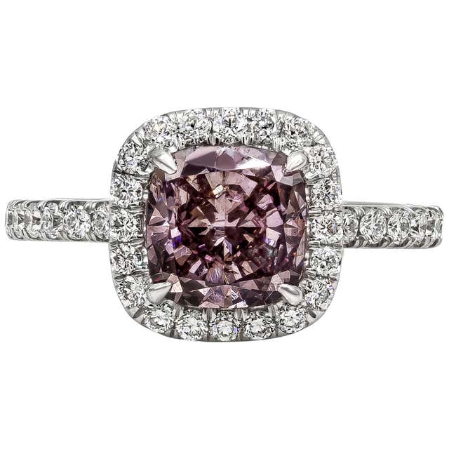 Fancy Gray Blue Diamond and Pink Diamond Engagement Ring In Platinum ...