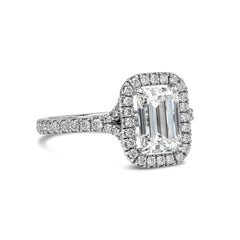 Roman Malakov GIA Certified 1.60 Carats Emerald Cut Diamond Halo Engagement Ring