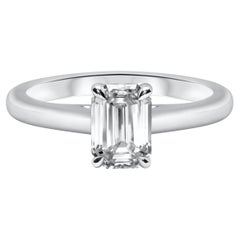 GIA Certified 1.21 Carats Emerald Cut Diamond Solitaire Engagement Ring