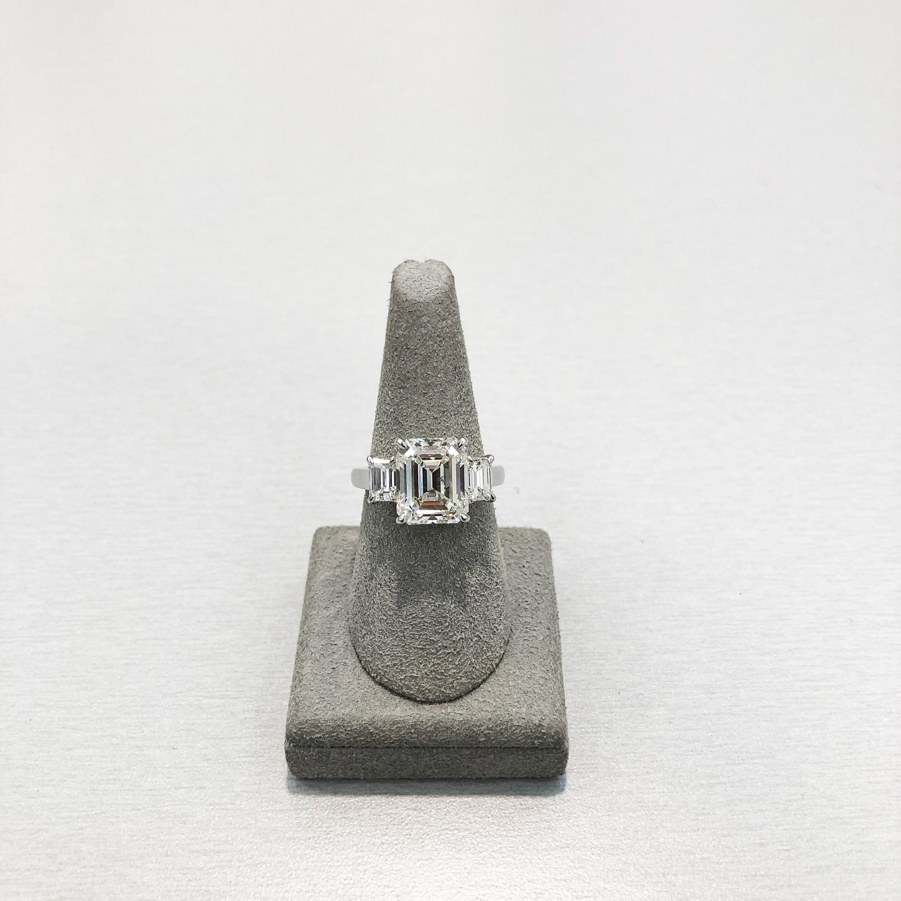 Roman Malakov GIA Certified 5.16 Emerald Cut Diamond Three-Stone Engagement Ring For Sale 1