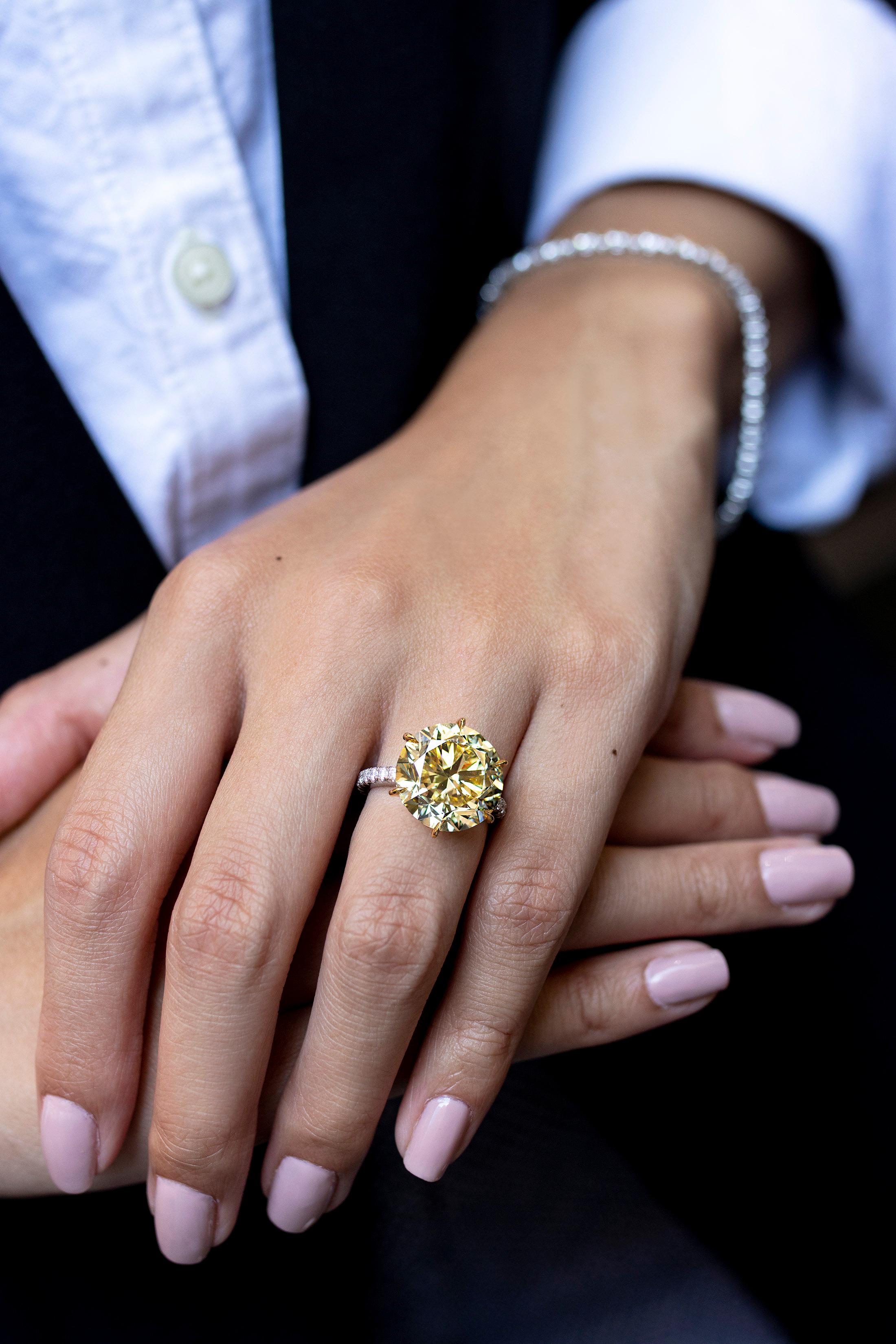 round yellow diamond engagement rings