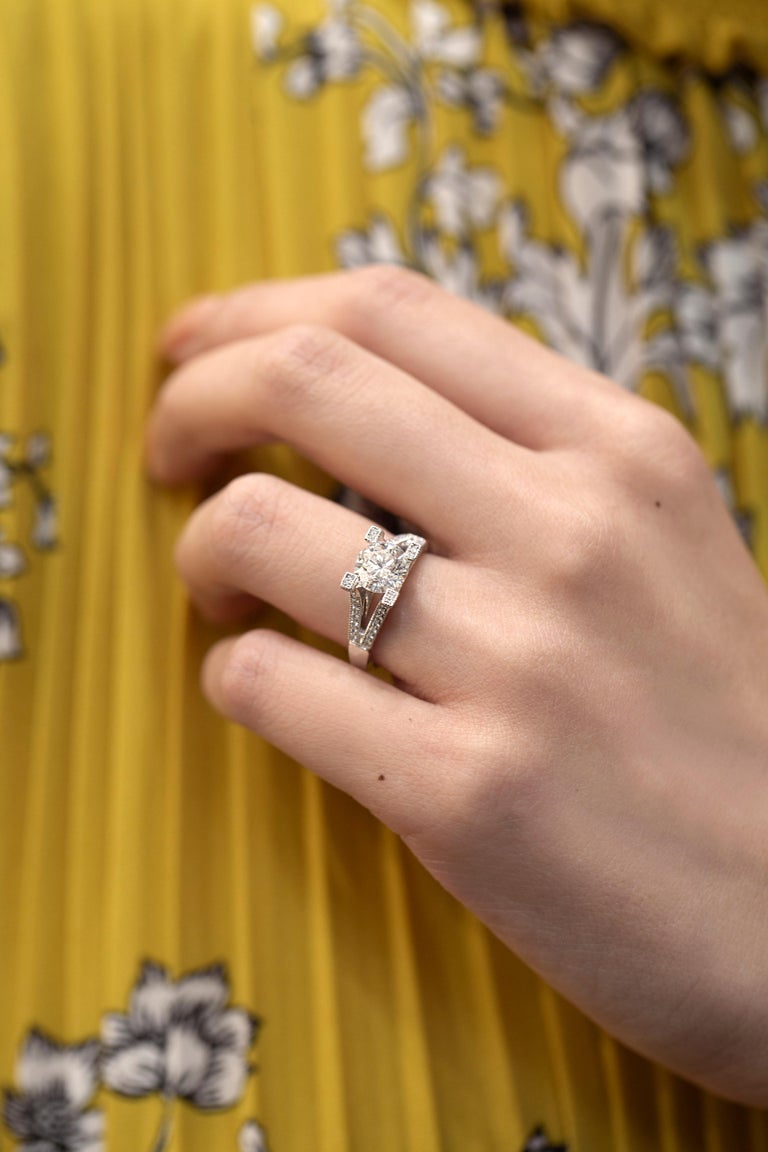 Modern Roman Malakov, GIA Certified Floating Round Diamond Engagement Ring For Sale
