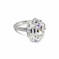 GIA Certified 8.94 Carats Old Mine Cushion Cut Diamond Pavé Engagement Ring