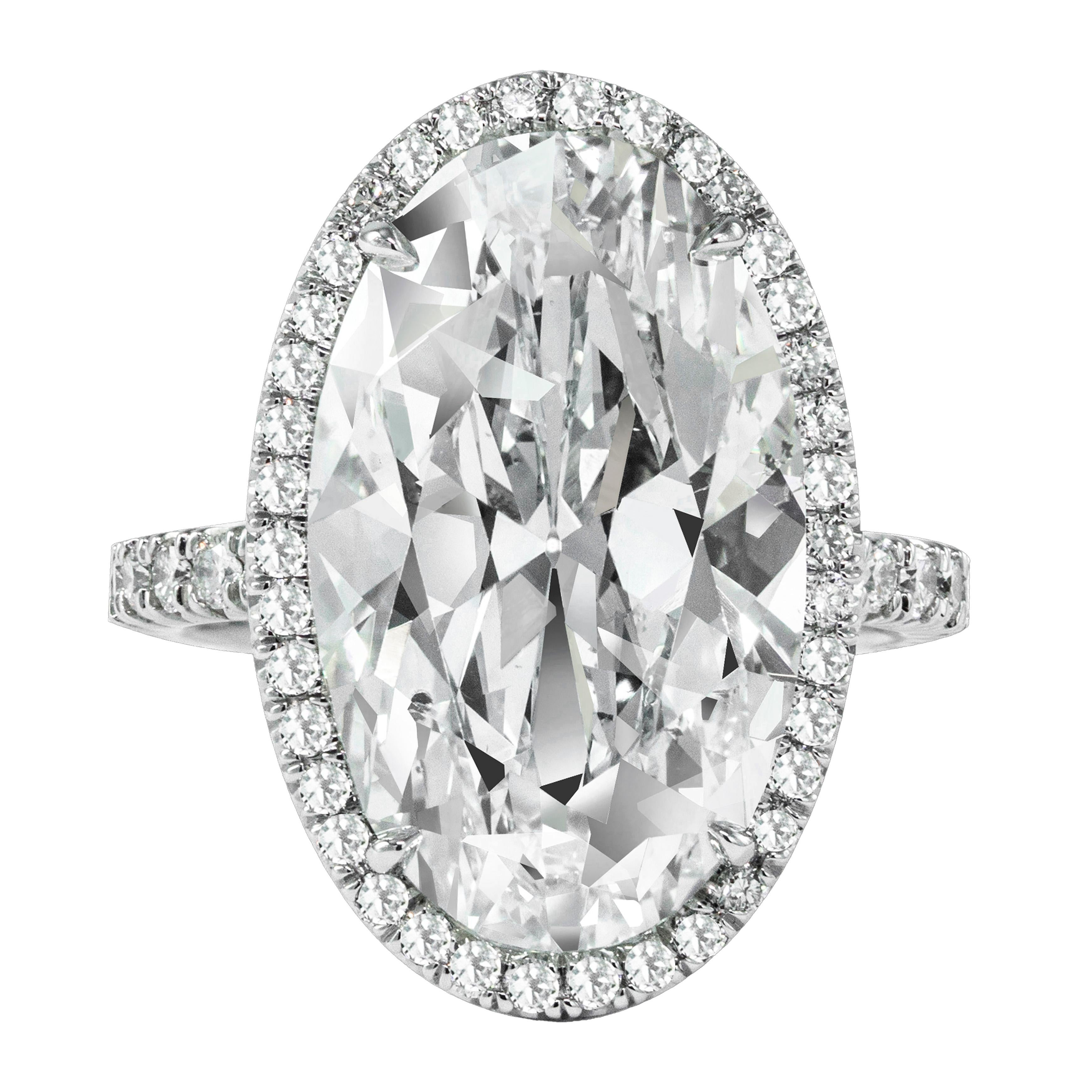 Roman Malakov, bague de fiançailles halo de diamants taille ovale de 10,09 carats certifiés GIA