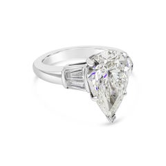 GIA Certified 5.38 Carats Pear Shape Diamond Five-Stone Engagement Ring