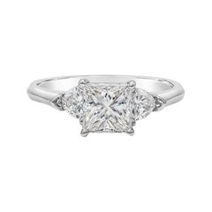 GIA Certified 1.32 Carats Princess Cut Diamond Three-Stone Engagement Ring