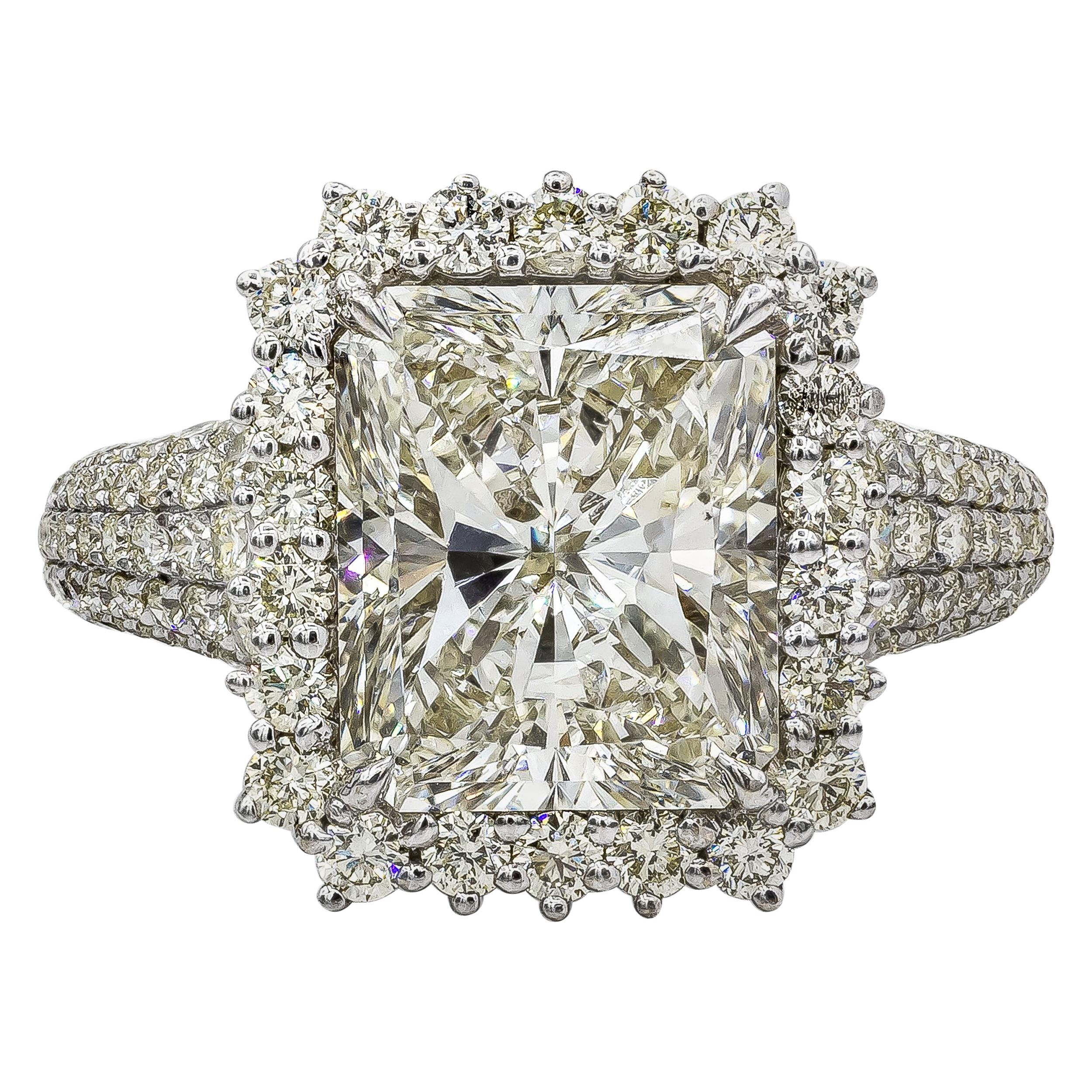 Roman Malakov GIA Certified Radiant Cut Diamond Halo Engagement Ring