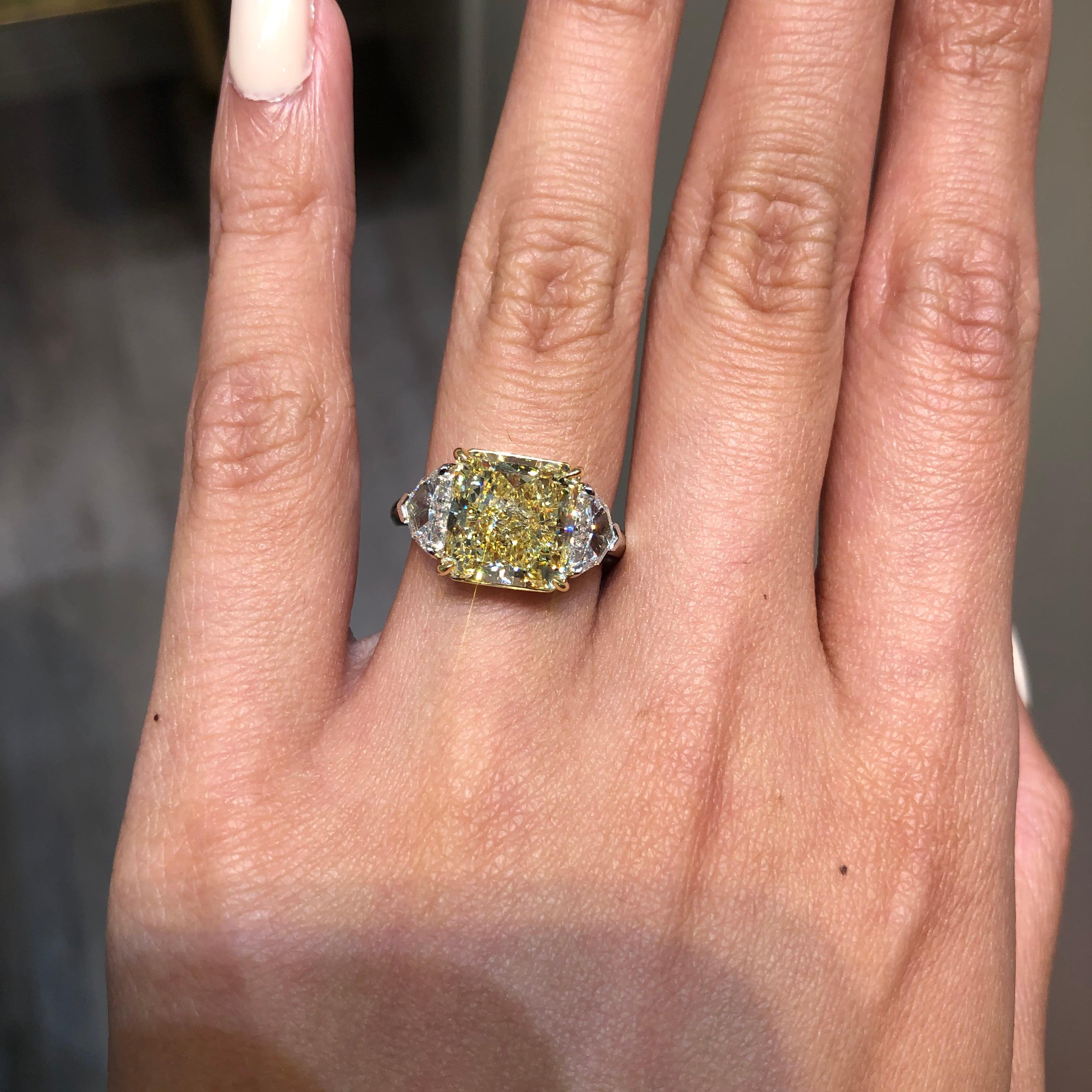 yellow diamond three stone ring