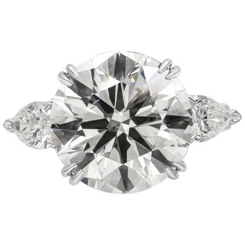 10.09-Carat Round Brilliant Diamond Three-Stone Ring