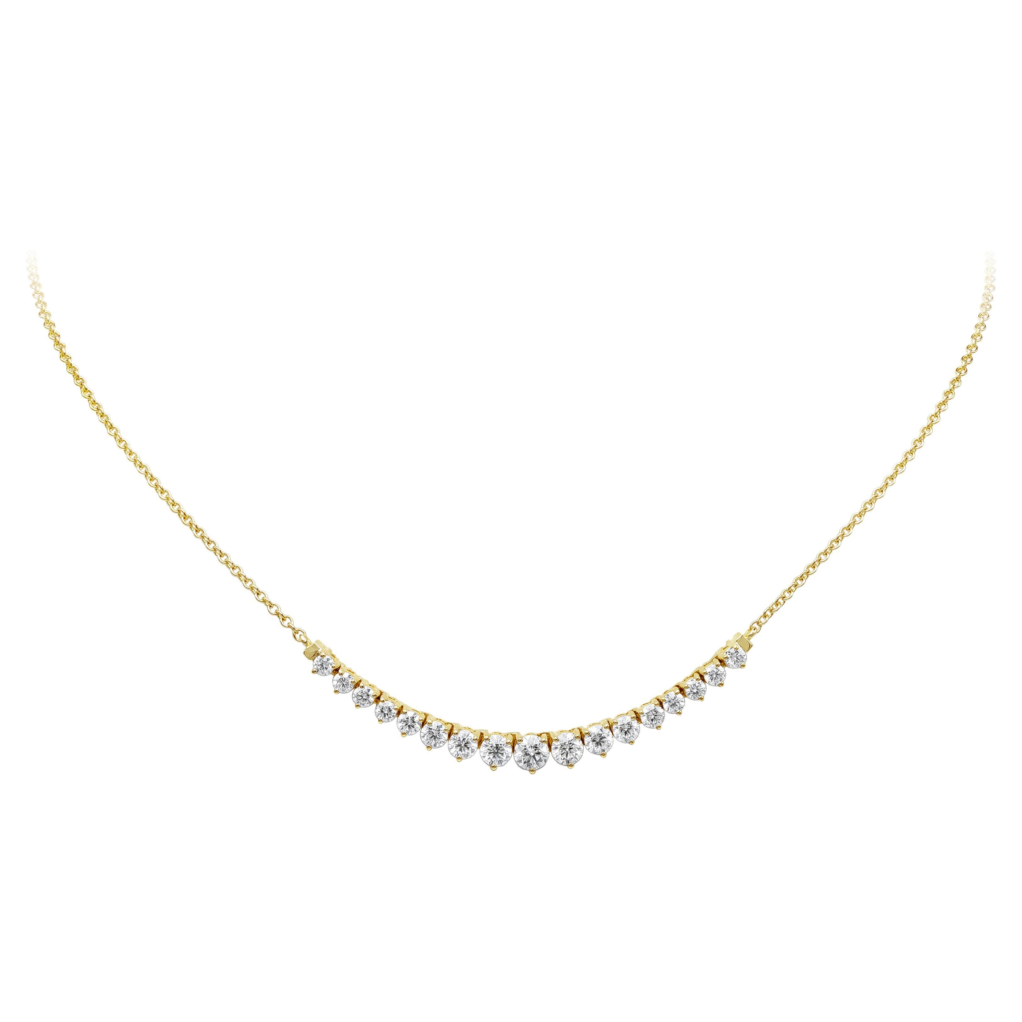 Römisch Malakov Abgestufte runde Diamant-Linien-Anhänger-Halskette