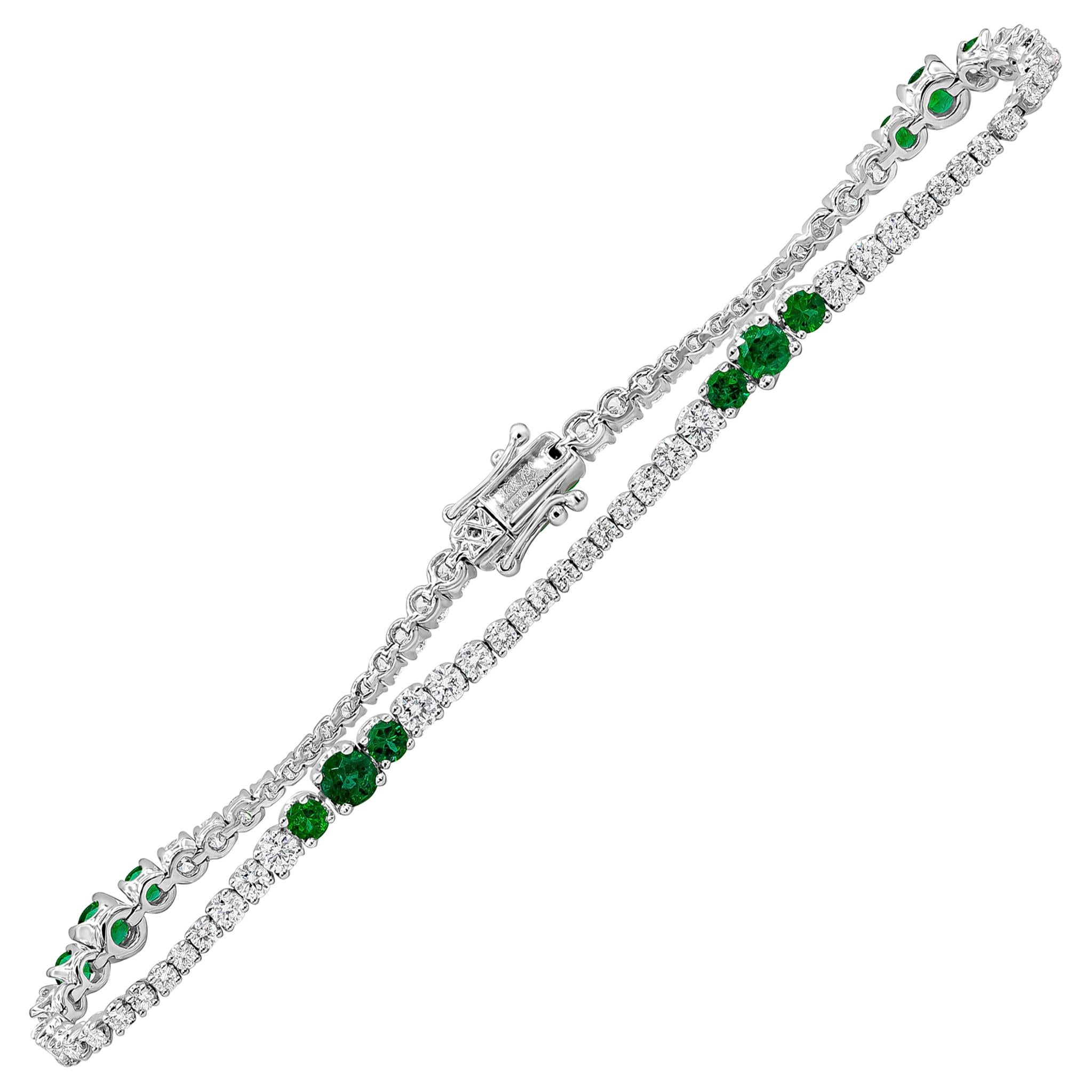 Roman Malakov, Green Emerald and Diamond Tennis Bracelet