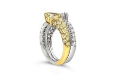 Roman Malakov Heart Shape Yellow and White Diamond Bypass Ring