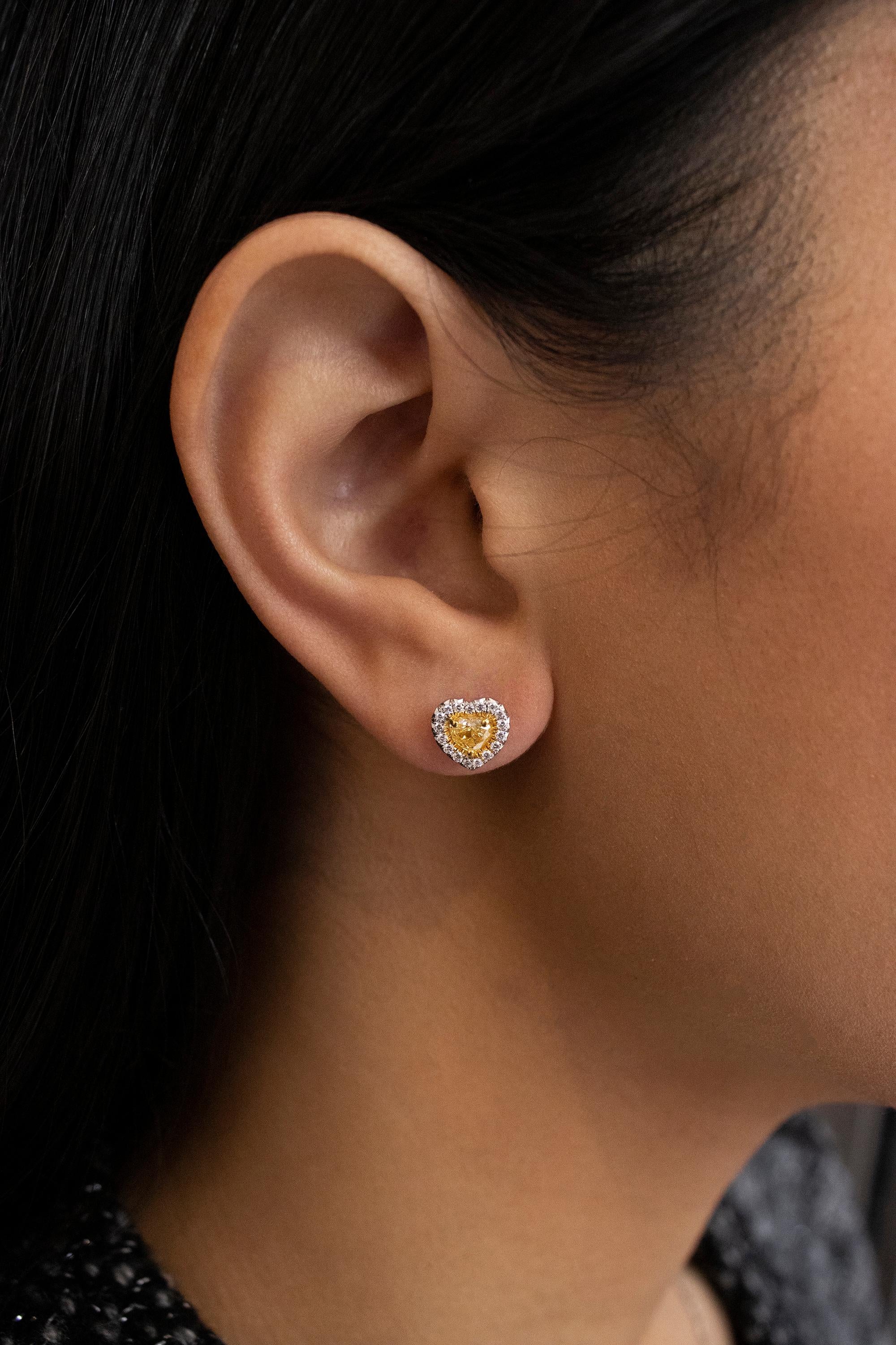yellow diamond halo earrings