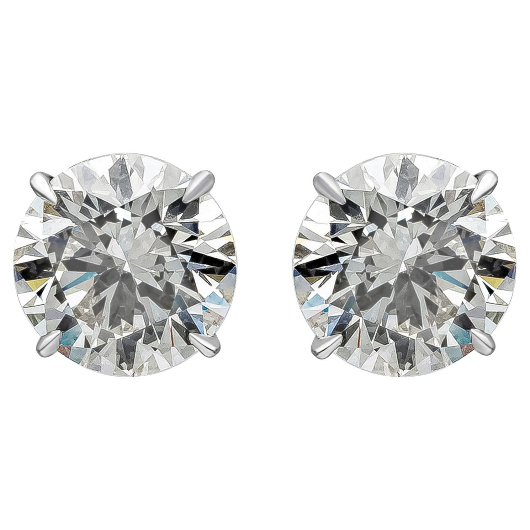 Roman Malakov 11.46 Carat Total Brilliant Round Diamond Stud Earrings