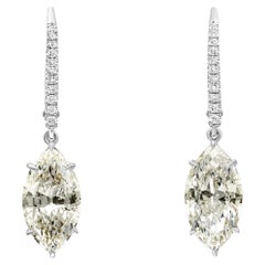 Roman Malakov 6.69 Carats Total Marquise Cut Diamond Dangle Earrings