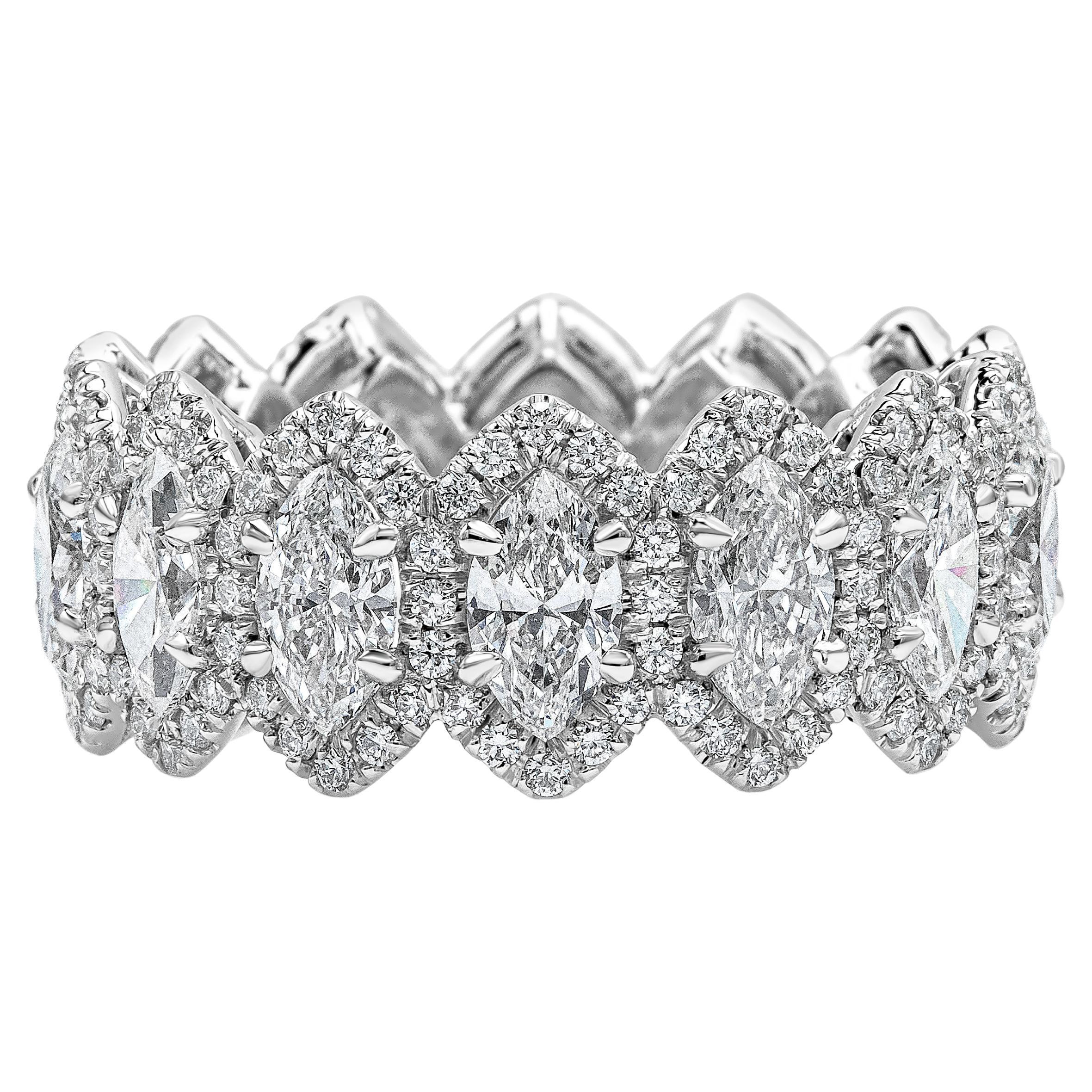 Roman Malakov, Marquise Cut Diamond Halo Eternity Wedding Band 