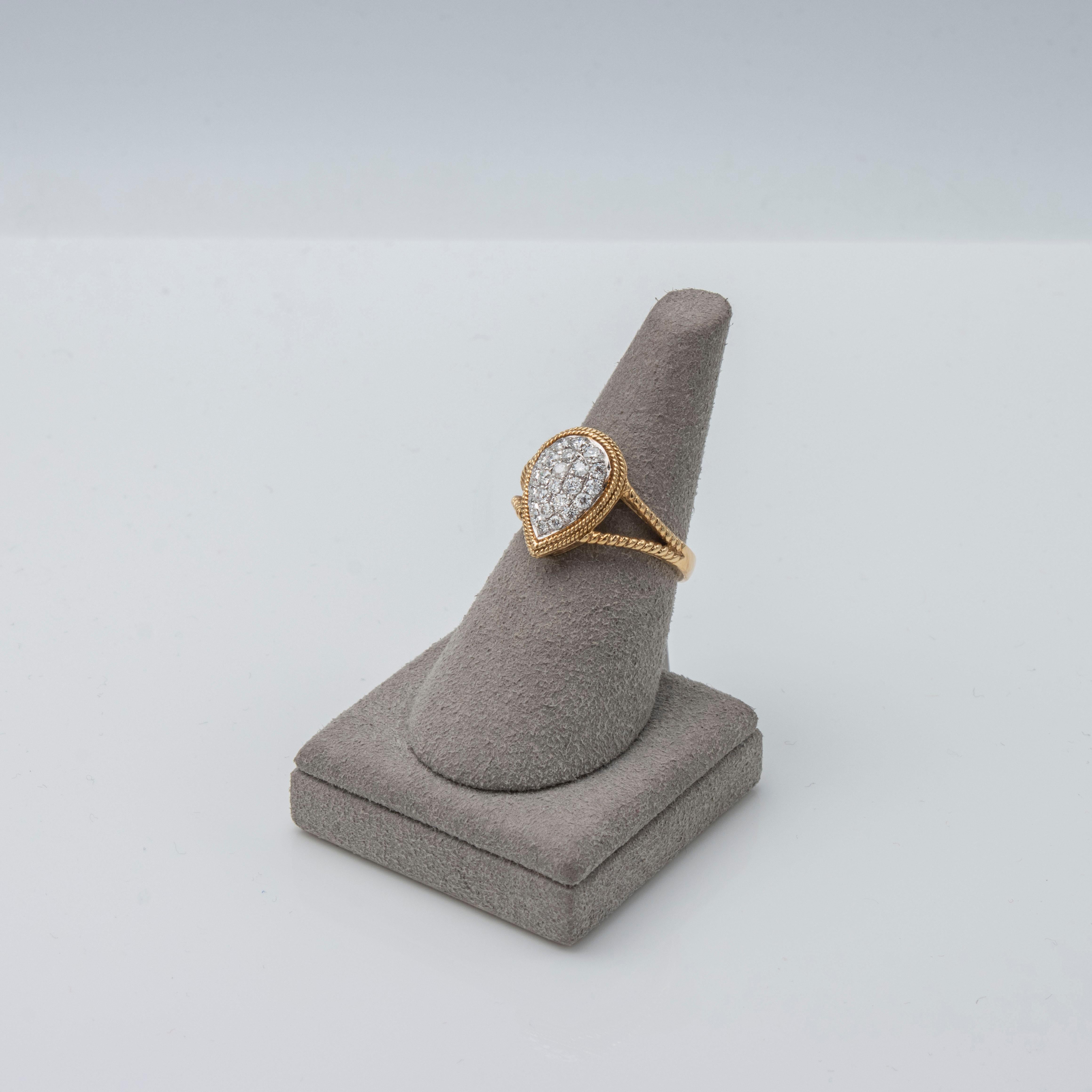 Women's Roman Malakov 0.59 Carats Total Micro-Pave Diamond Pear Shape Fashion Ring 