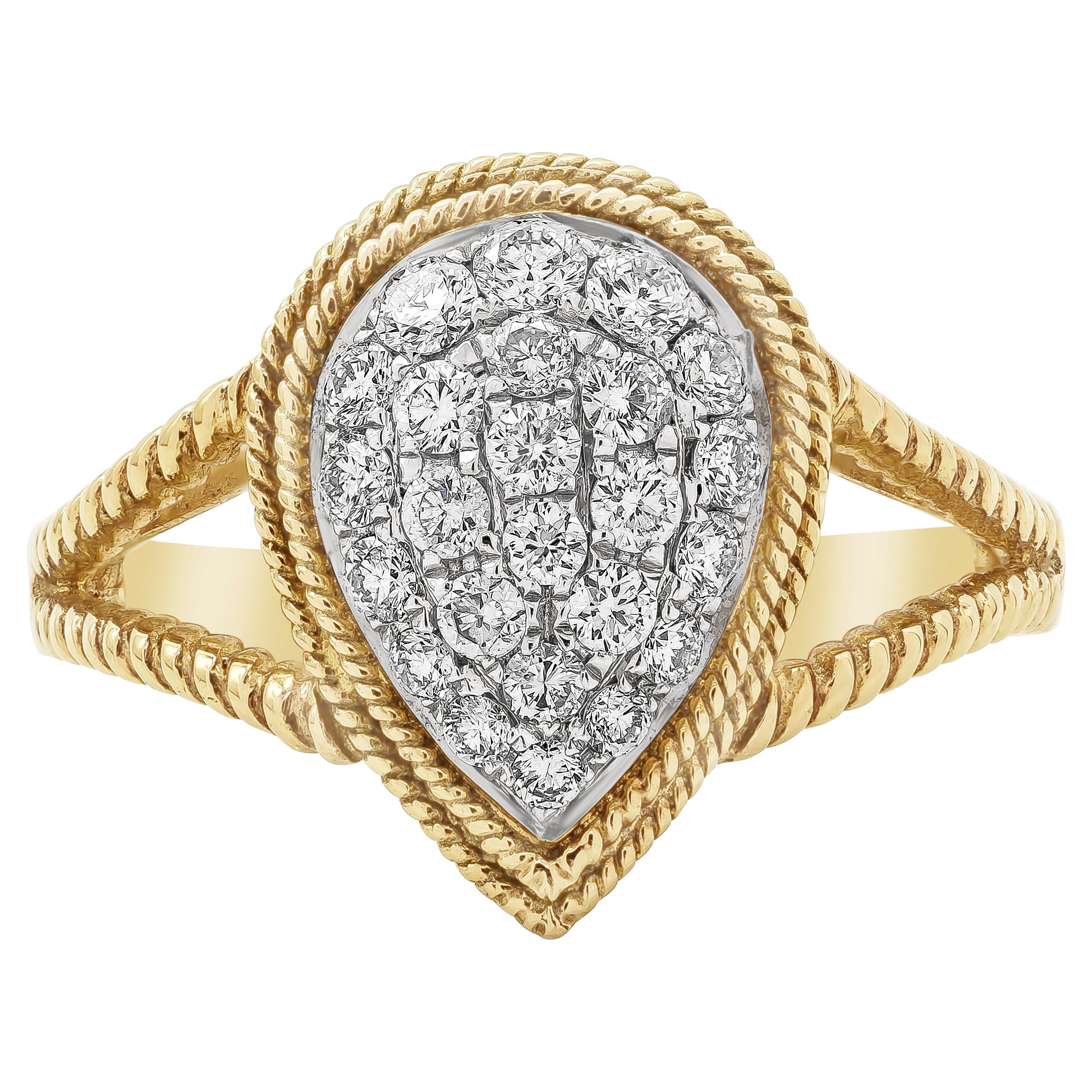 Roman Malakov Micro-Pave Pear Shape Diamond Fashion Ring