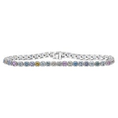 Roman Malakov 8.56 Carats Multi-Color Sapphire with Diamond Tennis Bracelet